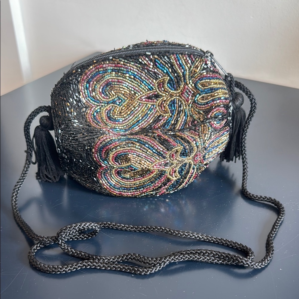 Vintage Beaded Crossbody Bag